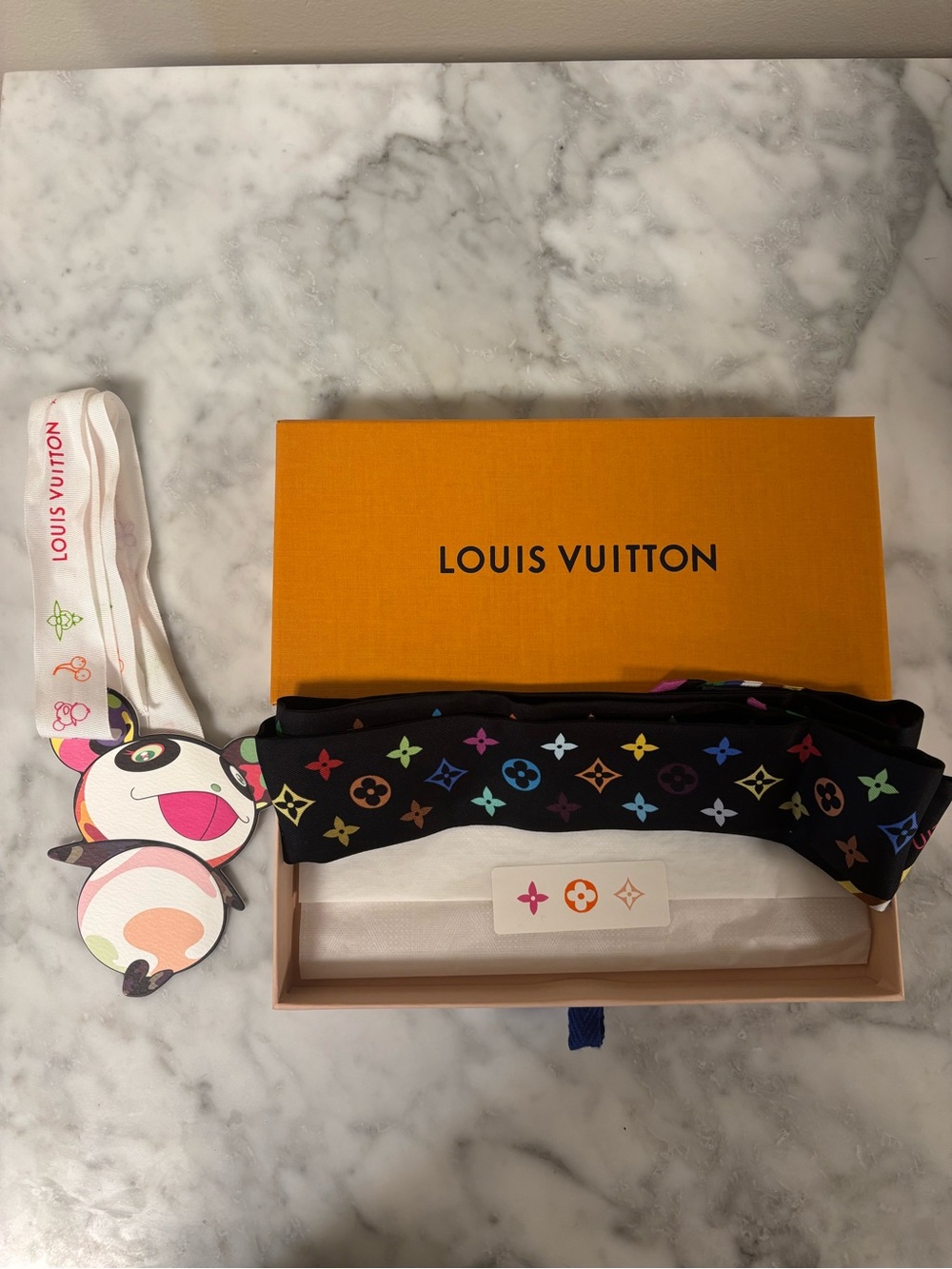 Louis Vuitton X Murakami Black Multicolor Monogram  Scarf